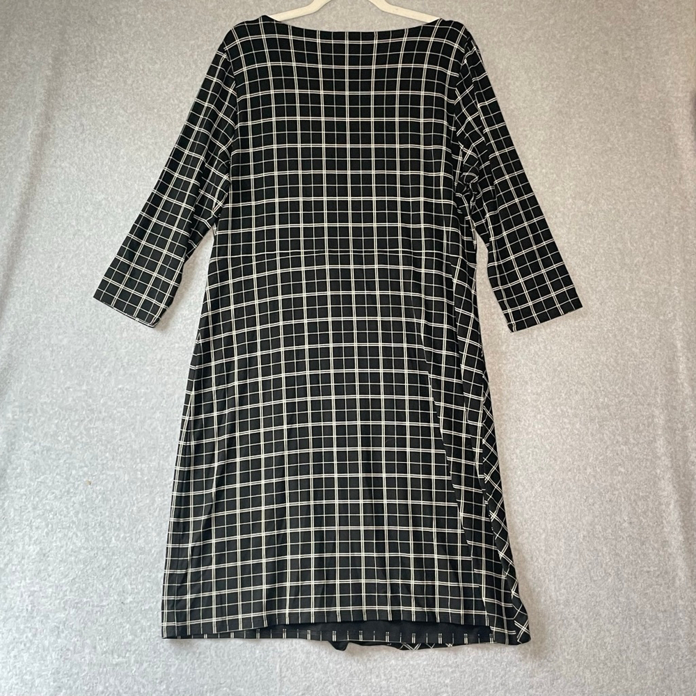 J. Jill Wearever Collection Plaid Dress Large Black White - Picture 2 of 10